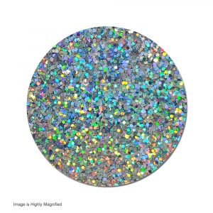 Holographic glitter in circular pattern, magnified.