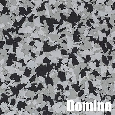Black, white, gray mosaic pattern with "Domino".