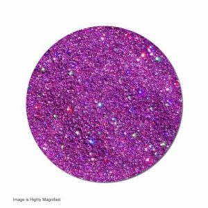 Close-up of sparkling purple glitter circle.
