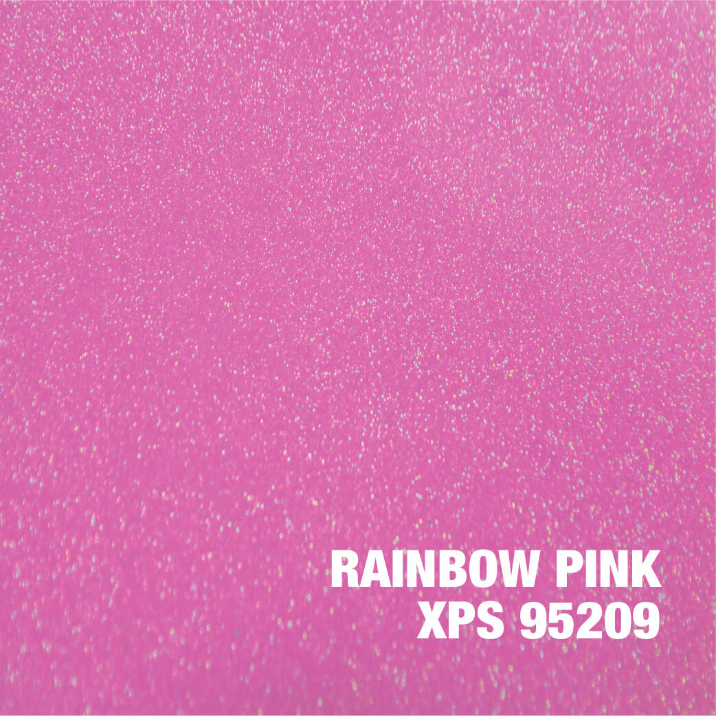 Pink glittery texture with "Rainbow Pink" text.