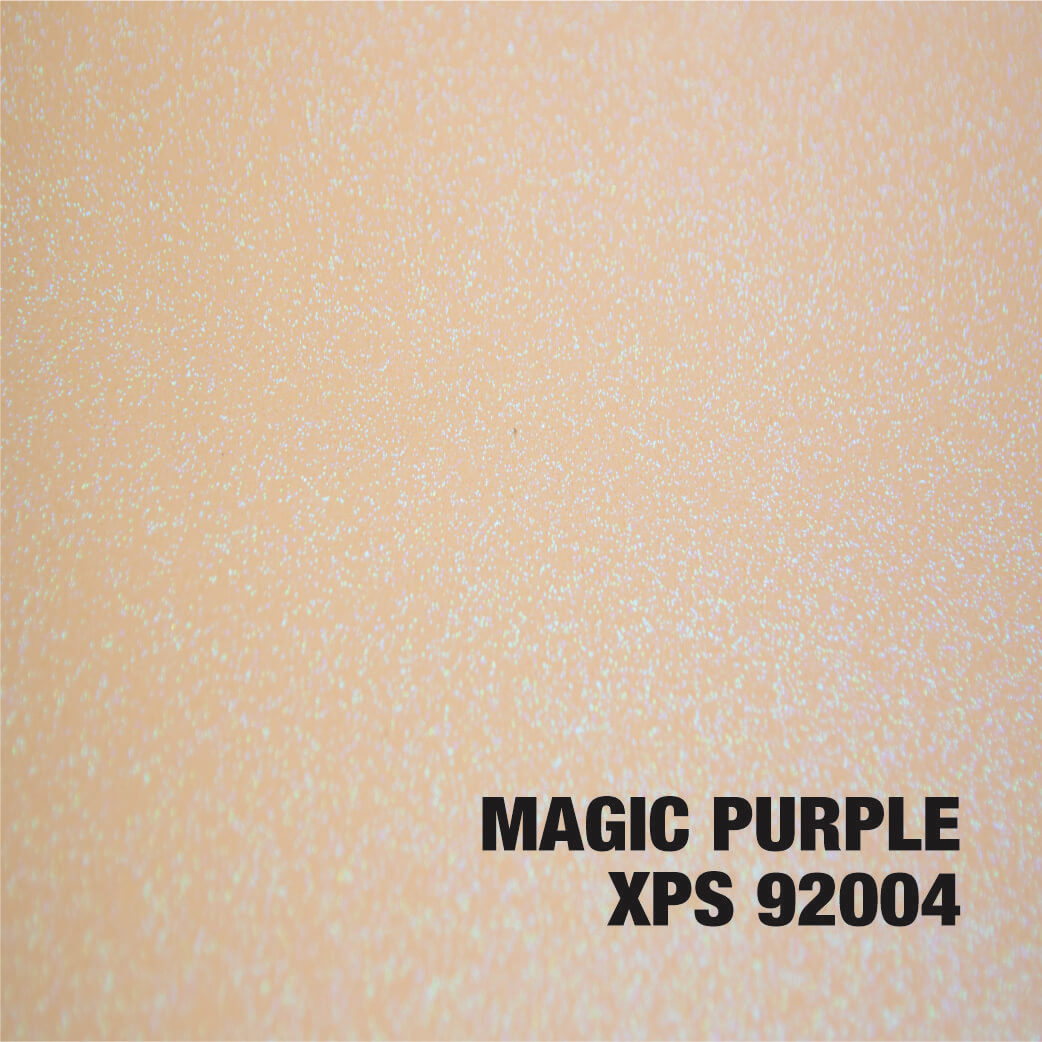Magic Purple textured surface with label.