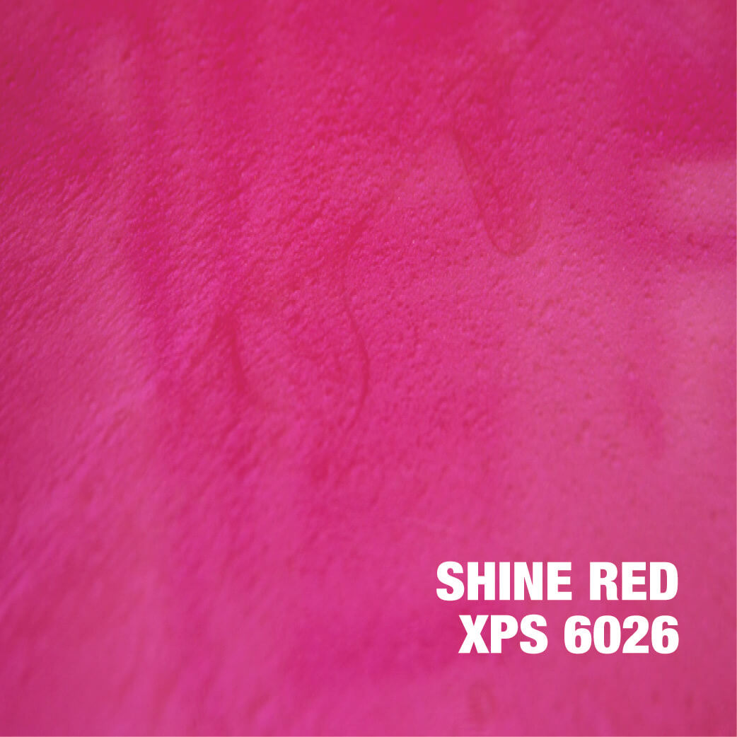 Bright pink texture with "SHINE RED" text.
