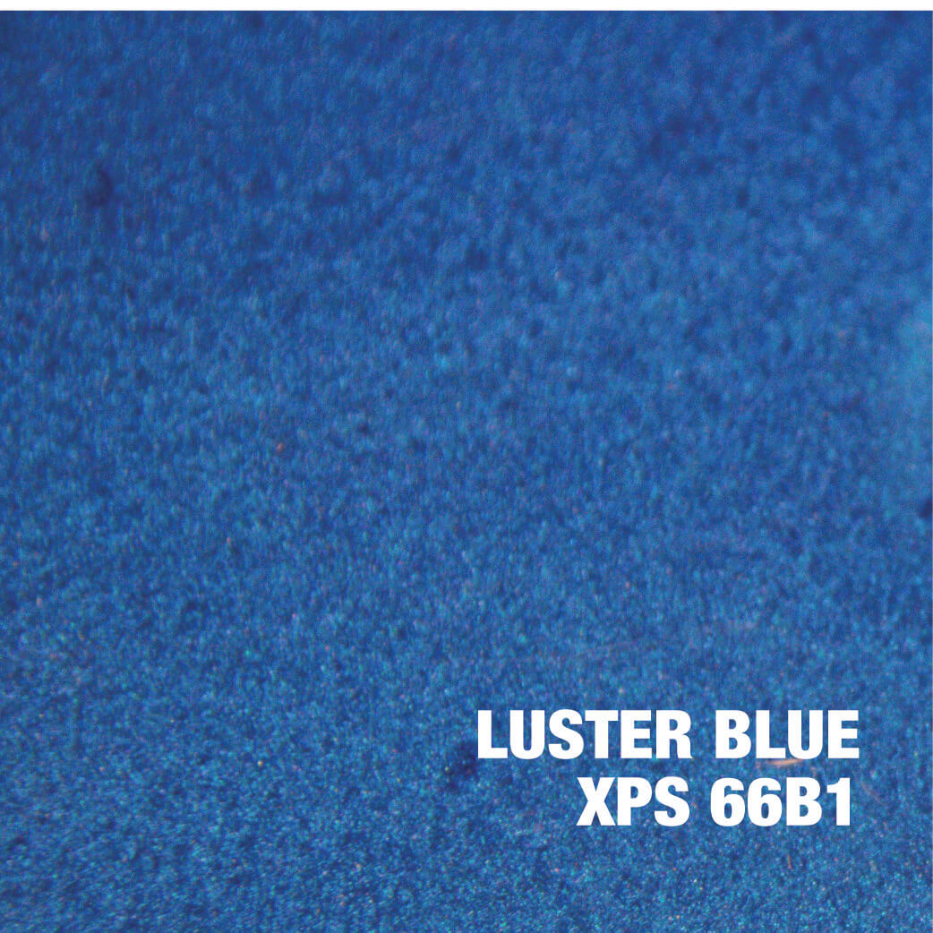 Luster blue texture with text overlay.