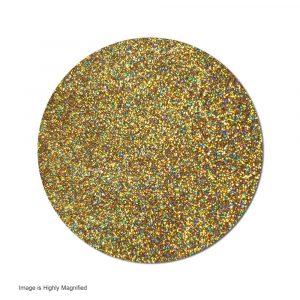 Round gold glitter, highly magnified.