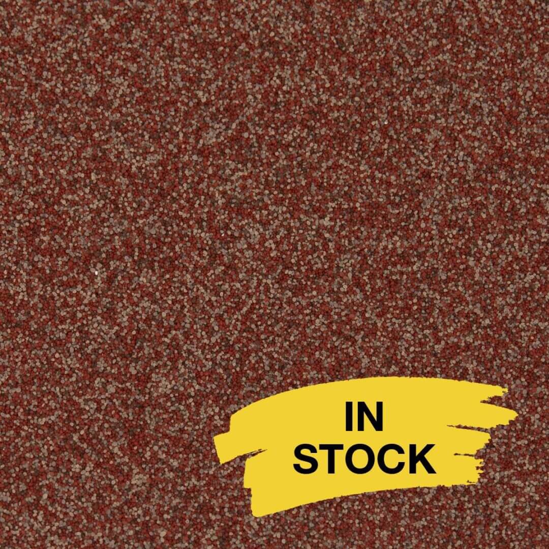 Brown textured background with "In Stock" label.